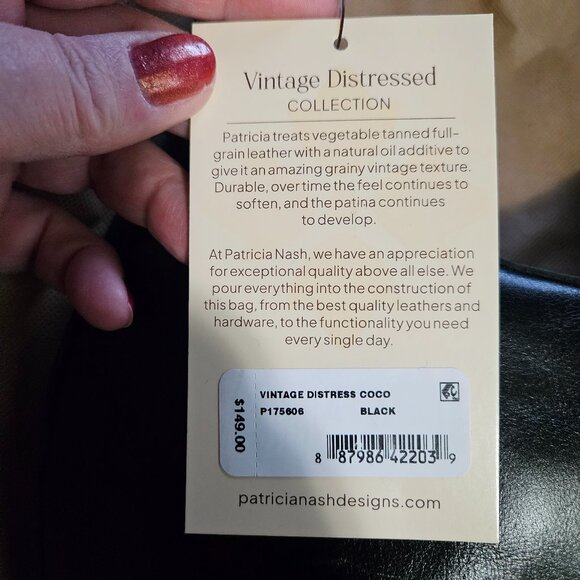 Patricia Nash | Black Leather Coco Crescent Hobo Bag - NWT - Picture 16 of 16